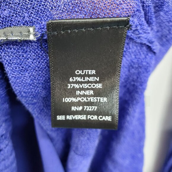 Simply Vera Vera Wang Womens PM Purple Linen Blend Sweater Long Sleeve Lined - Picture 6 of 14